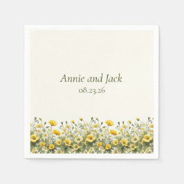 Boho Chic WildblommGult Olive Elegant Garden Pappersservett