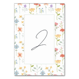 Boho Chic WildblommModern Blommigt Bröllop Bordsnummer