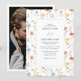 Boho Chic WildblommModern Blommigt Bröllop Inbjudningar