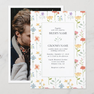 Boho Chic WildblommModern Blommigt Bröllop Inbjudningar