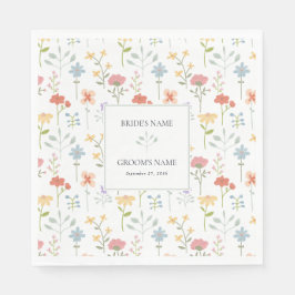 Boho Chic WildblommModern Blommigt Bröllop Pappersservett