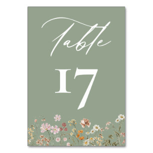 Boho Chic WildblommModern Bröllop Bordsnummer