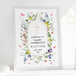 Boho Chic Wildblommor Baptism Välkommen Poster