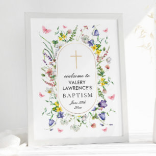 Boho Chic Wildblommor Baptism Välkommen Poster