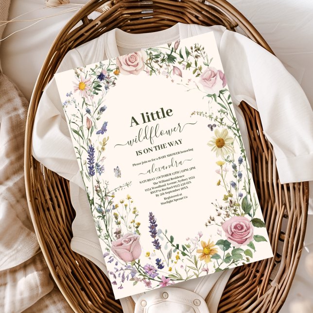 Boho Chic Wildflower  Baby Shower Inbjudningar (Skapare uppladdad)