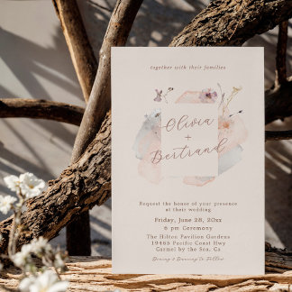 Boho Chic Wildflower Minimalist Garden Wedding Inbjudningar