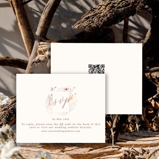 Boho Chic Wildflower QR Code Wedding OSA Kort (Skapare uppladdad)