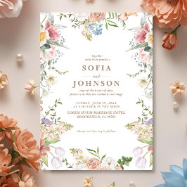 Boho Chic Wildflower Spring Garden Wedding Inbjudningar