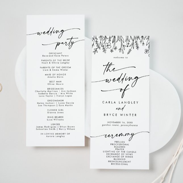 Boho Chic Wildflower Tea Length Wedding Program (Skapare uppladdad)