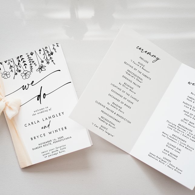 Boho Chic Wildflower We Do Folded Wedding Program (Skapare uppladdad)
