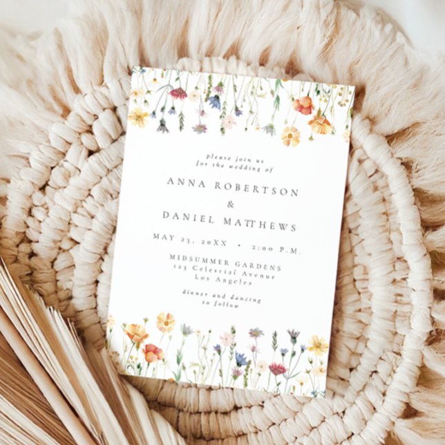 Boho Chic Wildflower Wedding Invitation Inbjudningar (Skapare uppladdad)