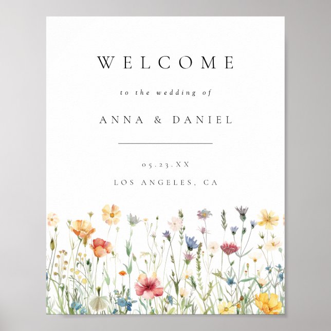 Boho Chic Wildflower Wedding Welcome Poster (Framsidan)