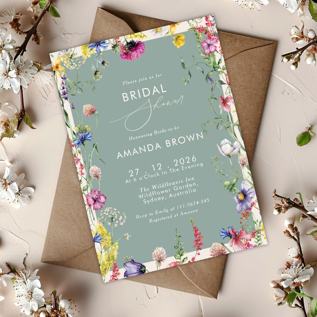 Boho Chic Wildflowers Love in bloom Bridal Shower  Inbjudningar (Skapare uppladdad)