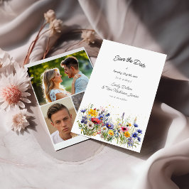 Boho Chic Wildflowers Modern 3 Photo Spara Datumet