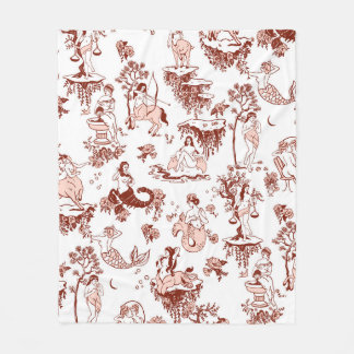 Boho Chic Zodiac Sign Toile Mönster Astrology Gift Fleecefilt