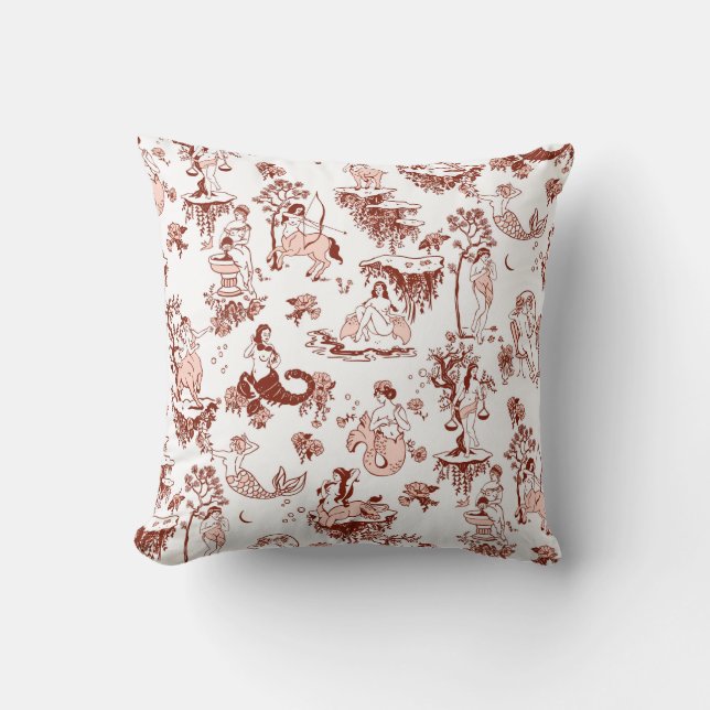 Boho Chic Zodiac Sign Toile Mönster Astrology Gift Kudde (Framsida)