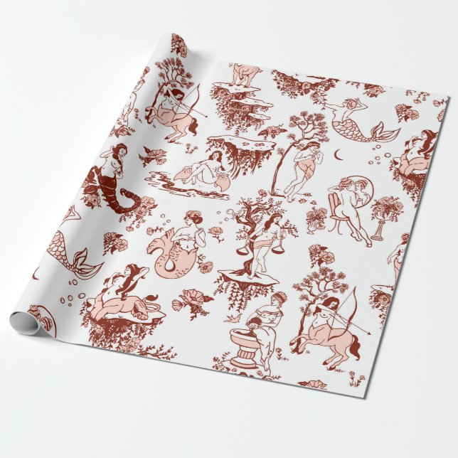 Boho Chic Zodiac Sign Toile Mönster Astrology Gift Presentpapper (Utrullad)