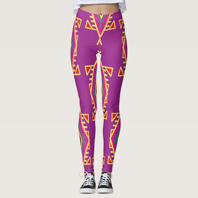 Boho-Chicen: Etniskt sjölöst ornament Leggings (Framsida)