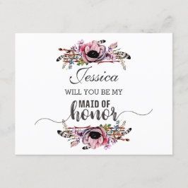 Boho-Chicen  Rosa kommer du att vara min Maid of h Inbjudningar