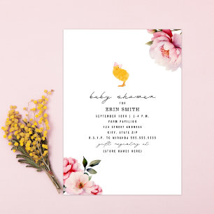 Boho Chick Rosa Blommigt Baby Shower-inbjudan för Inbjudningar