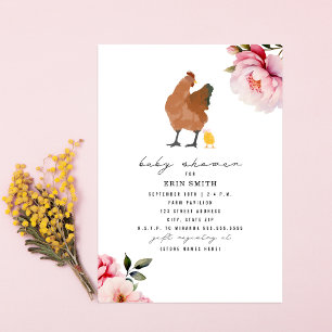 Boho Chicken Mamma Girl Blommigt Baby Shower Inbjudningar