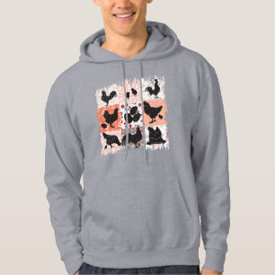 Boho Chickens Cottagecore Aesthetic Retro Blommigt Hoodie