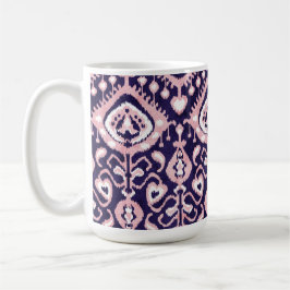 Boho chics rosa och marin ikat-stammen mönster mugg