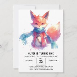Boho Children Fox Birthday Inbjudningar