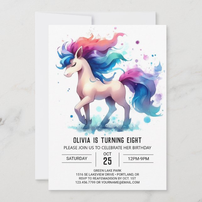 Boho Children Horse Birthday Inbjudningar (Framsida)