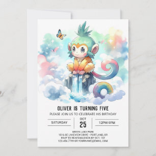 Boho Children Monkey Birthday Inbjudningar