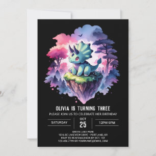 Boho Children Triceratops Birthday Inbjudningar