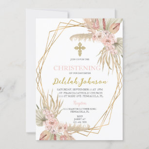 Boho christening-inbjudan till flicka inbjudningar