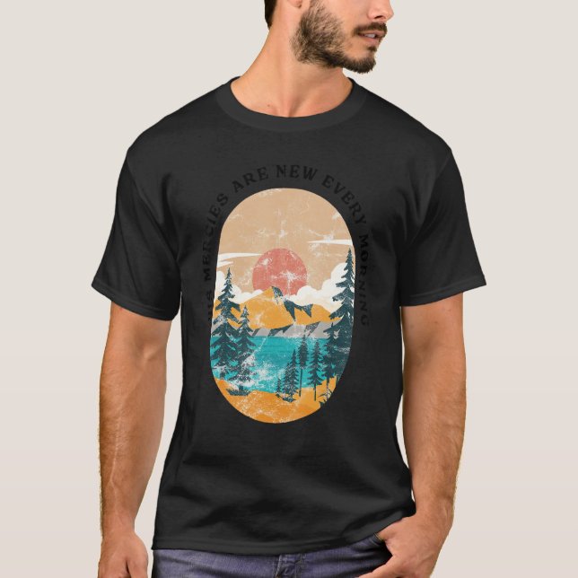 Boho Christian His Mercies Are New In The Morning T Shirt (Framsida)
