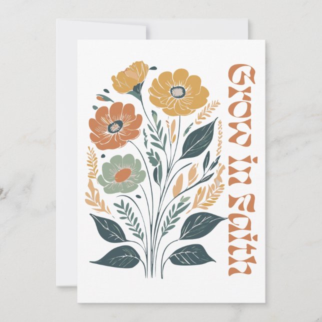 Boho Christian inspirational Grow in Faith Inbjudningar (Framsida)