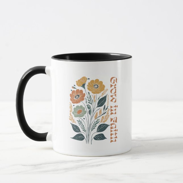 Boho Christian inspirational Grow in Faith Mugg (Vänster)