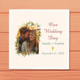 Boho Christian Kor Blommigt Arch Photo Bröllop Pappersservett