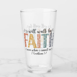 Boho Christian Walk by Faith Bible Verse Floral Glaskopp