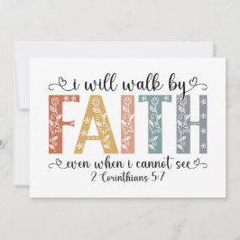 Boho Christian Walk by Faith Bible Verse Floral Julkort