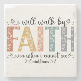Boho Christian Walk by Faith Bible Verse Floral Stenunderlägg