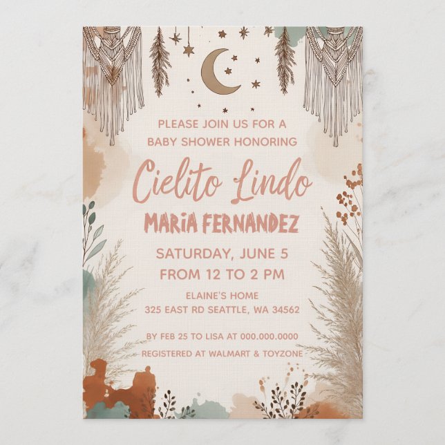 Boho Cielito Lindo Baby Shower Inbjudningar (Framsida)