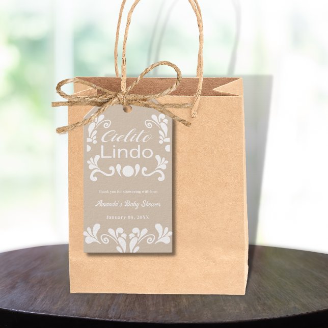 Boho Cielito Lindo Mexican Baby Shower Presentetikett (Skapare uppladdad)