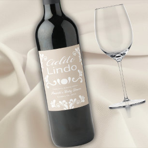 Boho Cielito Lindo Mexican Baby Shower Vinflaska Etikett