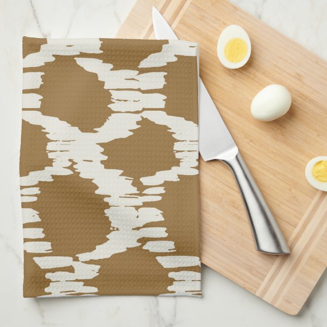 Boho cirklar jordnära toner modern minimalistisk kökshandduk (Vikt i Fjärdedel)