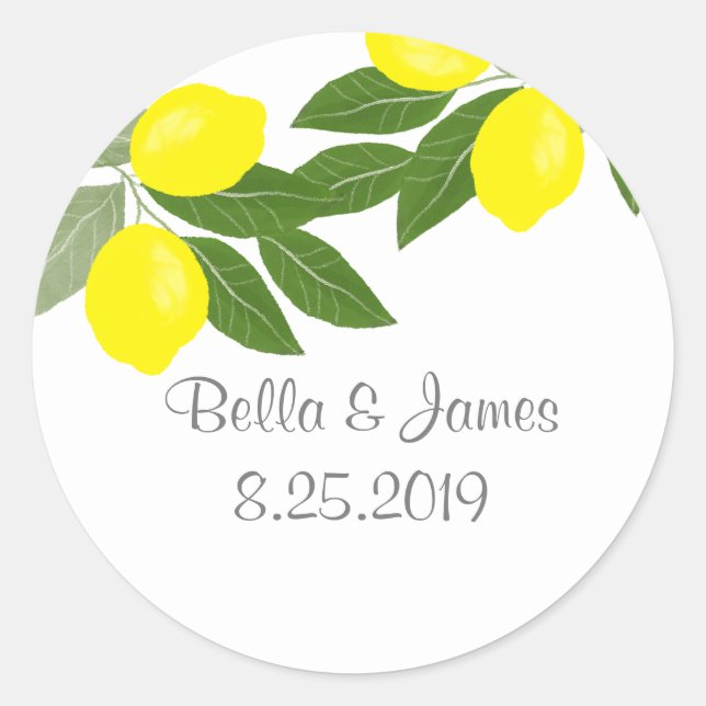 Boho Citrus Lemon Stickers Runt Klistermärke (Framsida)