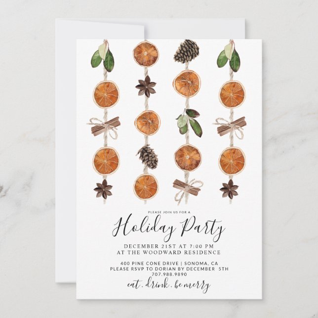 Boho Citrus och Kryddig Julfest  Inbjudningar (Framsida)