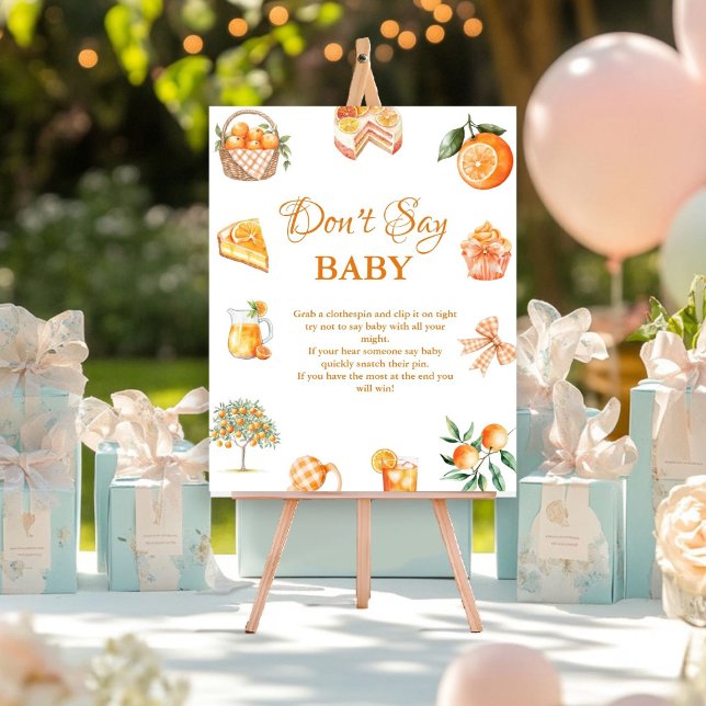 Boho Citrus Orange säger inte baby babyskylt Poster (Skapare uppladdad)