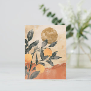 Boho Citrus Träd med Sol och berg Vykort