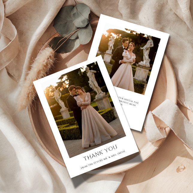 Boho Clean Typography 2 Foto Bröllopsdusch för Par Tack Kort (Skapare uppladdad)