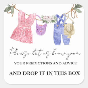 Boho Clothes Baby Predictions and RÅDGAR (spel för Fyrkantigt Klistermärke