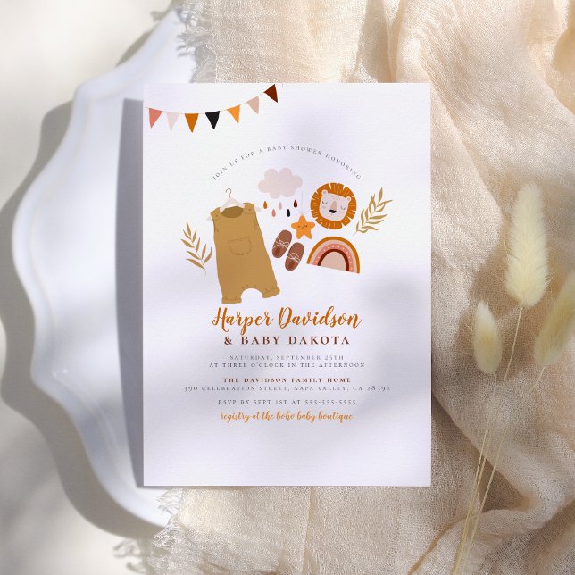 Boho Clothes & Cute Rainbow Orange Boy Shower Inbjudningar (Skapare uppladdad)